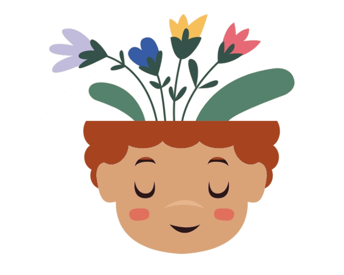 TeleKyla — a calm face with flowers growing from the mind